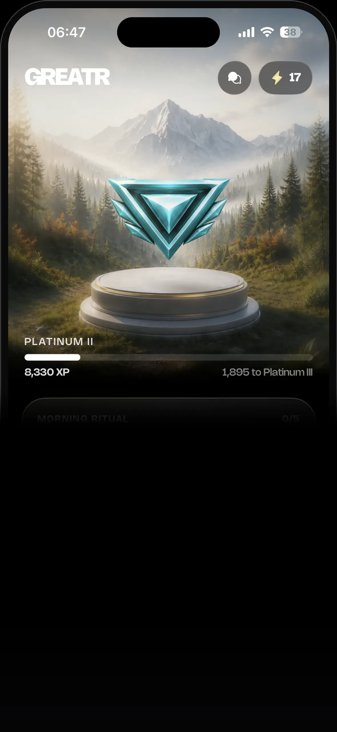 The Greatr home screen